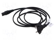 Cable; 2x0.75mm2; IEC C7 female,IS 1293 plug; PVC; 1.8m; black LIAN DUNG