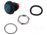 Switch: push-button; Pos: 2; SPST; 0.1A/50VDC; 0.125A/125VAC; green E-SWITCH