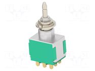 Switch: push-button; Pos: 2; 3PDT; 3A/250VAC; 4A/28VDC; ON-(ON) TE Connectivity