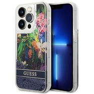 Guess Flower Liquid Glitter case for iPhone 14 Pro Max - blue, Guess