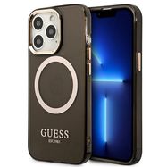 Guess Gold Outline Translucent MagSafe Case for iPhone 13 Pro / iPhone 13 - Black, Guess