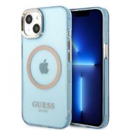 Guess Gold Outline Translucent MagSafe case for iPhone 13 - blue, Guess