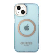 Guess Gold Outline Translucent MagSafe case for iPhone 13 - blue, Guess