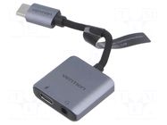 Adapter; Jack 3.5mm socket,USB C socket,USB C plug; 0.1m VENTION