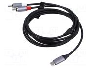 Cable; RCA plug x2,USB C plug; nickel plated; 1m; black VENTION
