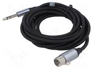 Cable; Jack 6,3mm plug,XLR female 3pin; 3m; Øcable: 6mm; textile VENTION