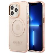 Guess Gold Outline Translucent MagSafe case for iPhone 13 Pro Max - pink, Guess