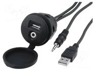 USB/AUX adapter; Jack 3,5mm 4pin socket,USB A socket; 2m PER.PIC.