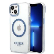 Guess Metal Outline MagSafe case for iPhone 14 Plus - blue, Guess