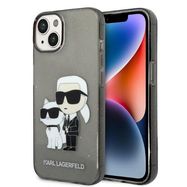 Karl Lagerfeld Glitter Karl&amp;Choupette case for iPhone 14 Plus - black, Karl Lagerfeld