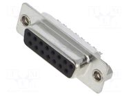 Connector: D-Sub; PIN: 15; plug; female; for cable; soldering; black ENCITECH