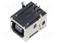 Connector: USB B; socket; THT; PIN: 4; angled 90°; USB 2.0; 1.5A GCT