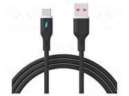 Cable; USB 2.0; USB A plug,USB C plug; nickel plated; 1m; black AKYGA