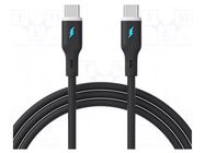 Cable; USB 2.0; USB C plug,both sides; nickel plated; 1m; black AKYGA