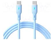 Cable; USB 2.0; USB C plug,both sides; nickel plated; 1m; blue; Cu AKYGA