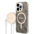 Set Guess GUBPP14XH4EACSW Case+ Charger iPhone 14 Pro Max 6.7" brown/brown hard case 4G Print MagSafe, Guess