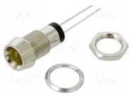 Indicator: LED; recessed; yellow; 2VDC; Ø8mm; MPR; metal; ØLED: 5mm BIVAR