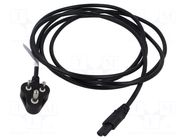Cable; 2x0.75mm2; IEC C7 female,IS 1293 (D) plug; PVC; 3m; black LIAN DUNG