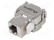 RJ45 module; silver; Cat: 6; on cable; RJ45 socket; -10÷60°C; 57V LANBERG