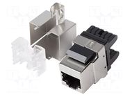 RJ45 module; silver; Cat: 6; on cable; RJ45 socket; -10÷60°C; 36V LANBERG