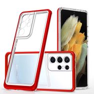 Clear 3in1 case for Samsung Galaxy S23 Ultra silicone cover with frame red, Hurtel