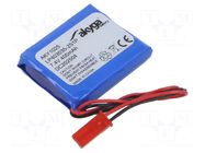 Re-battery: Li-Po; 7.4V; 400mAh; cables,JST SYP-02T-1 socket AKYGA BATTERY