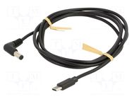 Cable; USB C plug,DC 5,5/2,1 plug; angled; black; 1.5m; Core: Cu GOOBAY