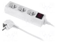 Extension lead; 3x1mm2; 3m; Sockets no: 3; PVC; white; Schuko; 10A PLASTROL
