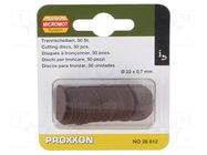 Cutting wheel; Ø: 22mm; Holder: assembly hole; 1.8mm; 50pcs. PROXXON