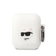 Karl Lagerfeld KLA2RUNCHH AirPods 1/2 cover white/white Silicone Choupette Head 3D, Karl Lagerfeld