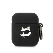 Karl Lagerfeld KLA2RUNCHK AirPods 1/2 cover black/black Silicone Choupette Head 3D, Karl Lagerfeld