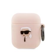 Karl Lagerfeld KLA2RUNIKP AirPods 1/2 cover pink/pink Silicone Karl Head 3D, Karl Lagerfeld