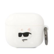 Karl Lagerfeld KLA3RUNCHH AirPods 3 cover white/white Silicone Choupette Head 3D, Karl Lagerfeld