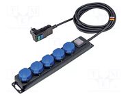 Extension lead; 3G1.5mm2; 4.5m; rubber; black; Sockets no: 5; 16A AS SCHWABE