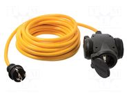 Extension lead; 3G2.5mm2; 15m; PVC; yellow; Sockets no: 3; 16A AS SCHWABE
