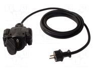 Extension lead; 3G2.5mm2; 10m; rubber; black; Sockets no: 3; 16A AS SCHWABE