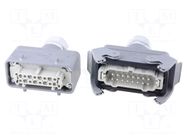 Connector: HDC; male + female; 16A; 500V; Han Kit; PIN: 16; 16+PE HARTING
