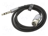 Cable; Jack 6,3mm plug,XLR female 3pin; 1m; Øcable: 6mm; textile VENTION