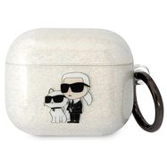 Karl Lagerfeld KLA3HNKCTGT Airpods 3 cover transparent Gliter Karl&amp;Choupette, Karl Lagerfeld