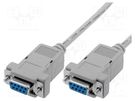 Cable; D-Sub 9pin socket,both sides; 2m; null-modem,snapped-in Goobay