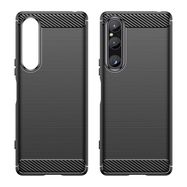 Carbon Case cover for Sony Xperia 1 V flexible silicone carbon cover black, Hurtel