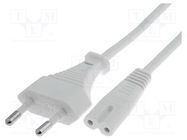 Cable; 2x0.75mm2; CEE 7/16 (C) plug,IEC C7 female; PVC; 1.8m Goobay