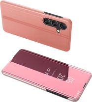 Clear View Case cover for Samsung Galaxy A24 4G cover with a flap pink, Hurtel