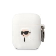 Karl Lagerfeld KLA2RUNIKH AirPods 1/2 cover white/white Silicone Karl Head 3D, Karl Lagerfeld