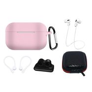Silicone Case Set for AirPods Pro 2 / AirPods Pro 1 + Case / Ear Hook / Neck Strap / Watch Strap Holder / Carabiner - pink, Hurtel