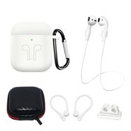 Silicone Case Set for AirPods 2 / AirPods 1 + Case / Ear Hook / Neck Strap / Watch Strap Holder / Carabiner - White, Hurtel