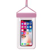 Waterproof phone case 115 mm x 220 mm pool beach bag light pink, Hurtel