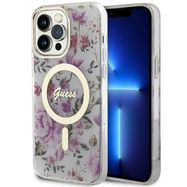Guess GUHMP14LHCFWST iPhone 14 Pro 6.1" transparent hardcase Flower MagSafe, Guess