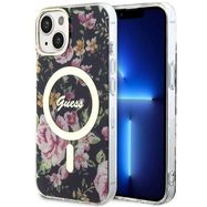 Guess Flower MagSafe case for iPhone 14 - black, Guess