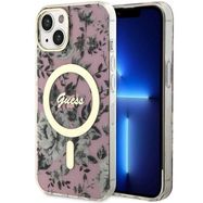 Guess Flower MagSafe case for iPhone 14 - pink, Guess